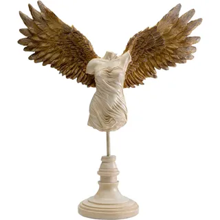 Kare Design Deko Figur Guardian Angel Female, Weiß/Gold, Handgefertigt, Unikat, Engel, Deko Objekt fürs Wohnzimmer, für Regal, Große Dekoration, 42x47x14 cm (H/B/T)