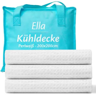 Ella Kühlende Decke, Atmungsaktive Cooling Sleep Decke, Tencel-Stoff und umweltfreundliche Kühldecke für Menschen, Kühldecken zum Schlafen, Oeko-TEX-zertifizierte dünne Sommerdecke 200x200 - Perlweiß