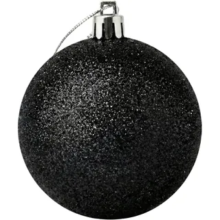 20 cm große Schwarze Weihnachtskugel, PVC, bruchsicher, glitzernd, Weihnachtsdekoration, Festliche Weihnachtsbaum-Hängedekoration, rundes Ornament für Urlaub, Heimdekoration