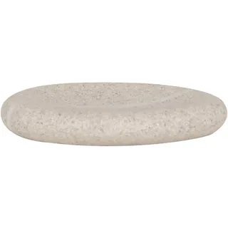 MSV Seifenschale Polyresin in Steinoptik, Modell Malua, Beige | Seifenhalter für Seifenstücke, hält die Seife trocken, leicht zu reinigen, für Waschbecken und Dusche, Serie Malua