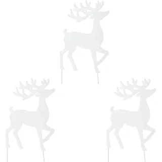 Creativ deco Weihnachtsfigur Hirsch zum Stecken 26 cm weiß