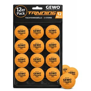 Gewo Tischtennisbälle Training 40+ - 3 Sterne Tischtennis-Ball aus ABS Plastik mit Naht - Hochwertige Plastik Trainingsbälle, Durchmesser 40+mm, Orange
