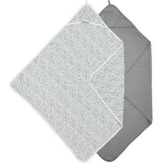 Meyco Baby Cheetah/Uni Kapuzentuch, 2er Pack, Badetuch (aus 2-lagiger weicher 100% Baumwolle, pflegeleicht, maschinenwaschbar, einfach kombinierbar, Größe: 80 x 80 cm), Grau