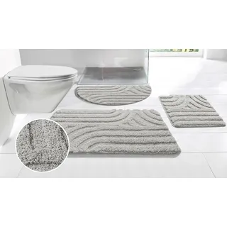 my home Badematte »Sanremo Scandi, Badvorleger, Badezimmer Teppich, Duschvorleger« Höhe 20 mm rutschhemmend beschichtet strapazierfähig Badteppich, Uni Farben, Hoch-Tief-Effekt, modernes Muster, Boho, grau