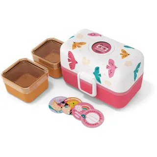 monbento - Lunchbox Kinder MB Tresor rosa Birds - Brotdose Kinder mit 3 Fächern - Ideal für Mittagessen oder Snacks in der Schule/Picknick - BPA Frei & Sicher - Lunchbox Personalisiert Kinder - Vögel