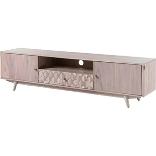 MASSIVMOEBEL24.DE TV-Board 188x40x48 Akazie weiß lackiert MOSAYK #205 - Weiß