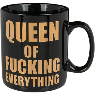 Out of the blue 78/8278 Steingut-Becher, Queen Fucking Everything, Schwarz, 1 Stück (1er Pack)