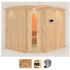 Bild Sauna »Marit«, (Set), 9-kW-Bio-Ofen mit externer Steuerung beige