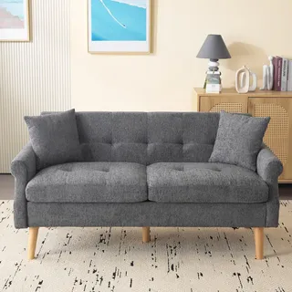 Fortuna Lai Modernes Design, Polstermöbel, Chenille-Stoff, Doppelsofa, Polstersofa, Sofa mit dicken Kissen, geeignet für Wohnzimmer, Schlafzimmer, Wohnung usw. Video verfügbar - Grau