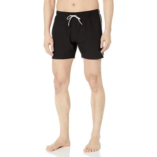 BOSS Herren Solid Swim Trunk with Iconic Side Stripe Badehose, Dunkles Schwarz, L