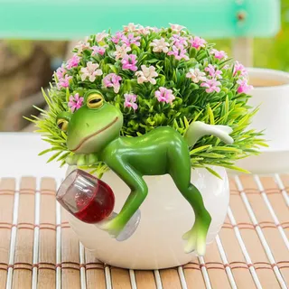 DAZZTIME Hängende Frösche,Blumentopf Hänger Frösche Deko,Grün Frosch Blumentopfhänger Figuren,Deko Garten Frosch Figuren,für Garten,Balkon,Haus