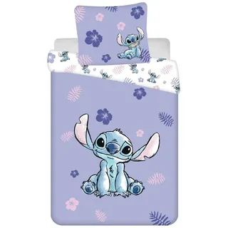 Jerry Fabrics Lilo and Stitch Wendebettwäsche – Bettbezug 160 x 200 cm und Kissenbezug 70 x 80 cm – 100 % Baumwolle