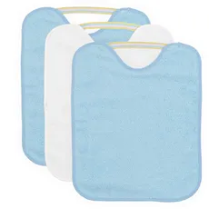 Ti TIN |3er Pack- wasserdichte, frottee Babylätzchen, 32x36cm | Lätzchen für Babys und Kleinkinder ab 1 Jahr mit elastischem Verschluss (Gummizug), leicht zu reinigen, Baumwolle, Farbe: weiß, türkis