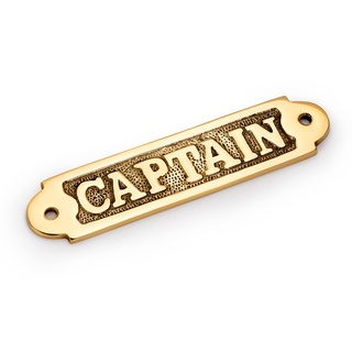 NKlaus Maritimes Türschild Captain Schriftzug aus Messing 16x3,7cm Nautische Dekoration 11763