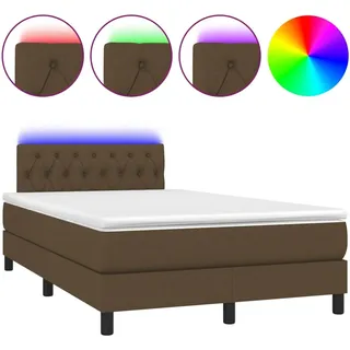 vidaXL Boxspringbett mit Matratze & LED Dunkelbraun 120x200 cm Stoff - Braun