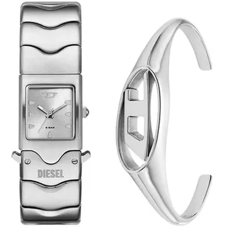 Diesel Herren-Edelstahl-Quarz-Dreizeigeruhr und Schmuck-Set