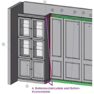 Außenseitenwandkrone für Krone oder Sockel Schrank Schranksystem L, R BA-28 - Braun