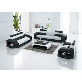 Ledersofa Couch Wohnlandschaft 3+2+1 Sitzer Garnitur Design Modern Sofa USB LED