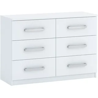 Kommode ODESSA 2, weiß, 6 Schubladen, kugelgelagerte Auszüge, 79x112x43 cm (HxBxT) - Braun