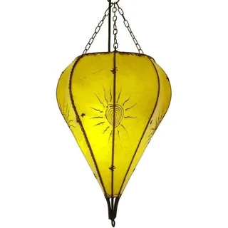 Simandra Orientalische Lampe Deckenleuchte Hängelampe marokkanische Deckenlampe Lederlampe Tropfen Sonne 40 cm, gelb - Gelb