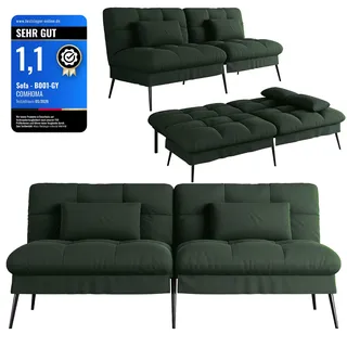 COMHOMA Sofa Schlafsofa mit Schlaffunktion, überzug Futon Klappsofa, Bettcouch, ecksofa, Couch Gästebett, 3-Sitzer Sofa, mit verstellbare Rückenlehne - Grün