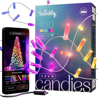 Twinkly Candies LED-Weihnachtsbaumbeleuchtung TWKC100RGB-T 6 M Kerze Form - Transparent