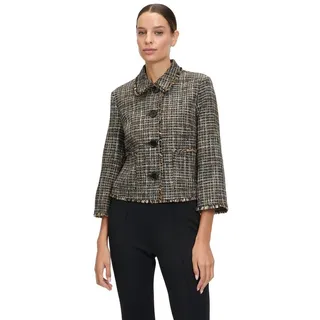 Betty Barclay Damen Casual-Blazer mit Fransen Schwarz/Braun,38