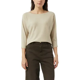 3/4 Arm-Pullover COMMA, Damen, Gr. 36, vanilla, Strick, Obermaterial: 65% Viskose, 35% Polyester, unifarben, lässig geschnitten hüftbedeckend, Rundhals, Pullover 3/4 Arm-Pullover, mit Glitzerdetails