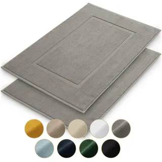 Blumtal Badematte Vilto 2er-Set, 50/80 cm, Grau , Textil , Rechteckig , 80x50 cm , Oeko-Tex® Standard 100 , Heimtextilien, Badtextilien, Badematten
