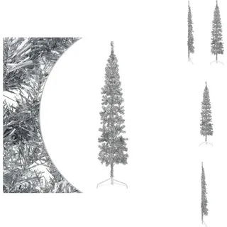 vidaXL Künstlicher Halb-Weihnachtsbaum Ständer Schlank Silbern 240 cm - Weihnachtsbäume - Silber