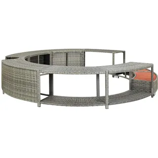vidaXL Whirlpool-Umrandung Grau Poly Rattan , Kunststoff , Rund , 283x55x283 cm , Freizeit & Co, Pools & Wasserspaß, Poolzubehör