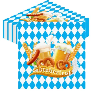80Stück Servietten Oktoberfest Deko Bayrisch Servietten Weiß Blau Oktoberfest Tischdeko Bayrisch Deko Accessoires Tischdecke Disposable Napkins Papierservietten 33x33cm