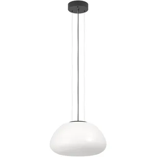 EGLO Hängelampe Balmes, Glas Pendelleuchte Esstisch, Esszimmer Deckenlampe | weiße Küchenlampe hängend aus Stahl in Schwarz, Milchglas Opal-matt, E27 Fassung