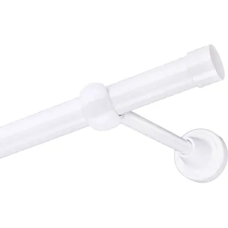 Voppi Gardinenstange Moderi 1-läufig 140 cm 19 mm weiß, moderne Vorhangstange, einfache Wandmontage - Weiß