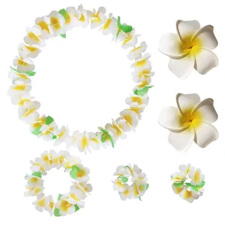 6-Teiliges Hawaii-Dekorationsset, Hawaiianische Blumenkette, Blumenkettendekoration, Hawaiianische Partydekorationen, Hawaiianisches Blumenketten-Set