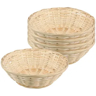 SOUJAP 5er Set Brotkorb Rund 28x9 cm Brotkorb Geflochten Rattan Osterkörbe | Groß, für Brot Obst Gemüse, Beige