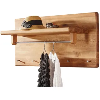 Wandgarderobe , Eichefarben , Holz , Eiche , massiv , 100x50x32.5 cm , Kleiderstange , Garderobe, Garderobenpaneele, Wandgarderobe