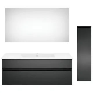 Puris Badezimmer , Grau, Dunkelgrau , Holzwerkstoff , 2 Schubladen , 150 cm , Goldenes M, Made in Germany , hängend , Badezimmer, Badmöbelsets & Badmöbelserien, Badmöbel-Sets