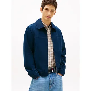 Blouson TOMMY JEANS "TJM REGULAR COTTON RANCH", Herren, Gr. XL, blau (schwarz night navy), Web, Obermaterial: 100% Baumwolle, regular fit normal, Rundhals, eingesetzt abgesteppte Kante, Jacken Blouson, Regular fit mit Umlegekragen