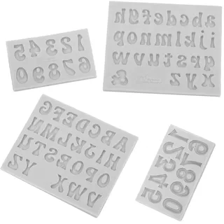 4 Stück 3D Gießform Buchstaben Set, A-Z Buchstaben, 0-9 Zahlen Kuchenformen
