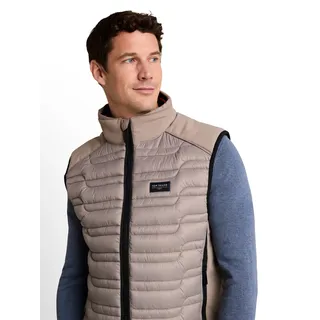 Steppweste TOM TAILOR, Herren, Gr. XL, beige (driftwood taupe), Steppware, Obermaterial: 100% Polyester. Futter: 100% Polyester, unifarben mit Farbeinsatz, regular fit hüftbedeckend, Rundhals, Westen Steppweste, mit Stehkragen udn Reißverschluss, Topseller