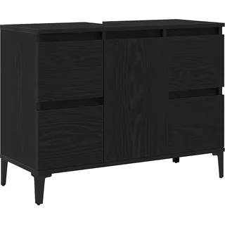 vidaXL Spülenschrank Schwarze Eiche 80 x 33 x 60 cm Holzwerkstoff - Schwarz