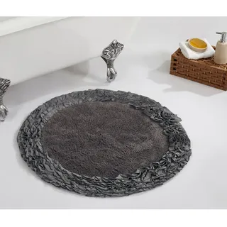 Better Trends Die Shaggy-Bordüre-Kollektion ist ultraweich, plüschig und saugfähig, getuftet, 100% Baumwolle in lebendigen Farben, 76,2 cm rund, grau