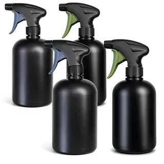 com-four® 4x Blumensprüher 750ml - Sprühflasche zur Bewässerung von Pflanzen - Wassersprühflasche zum Wasserzerstäuben und zur Schädlingsbekämpfung [Auswahl variiert] (4 Stück 0.75L schwarz)