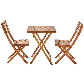 Ambia Garden Balkonset , Akaziefarben , Holz , 3-teilig , Akazie , massiv , X-Form , 60x55x74 cm , Tisch klappbar, Stuhl klappbar , Gartenmöbel, Gartengarnituren, Gartenmöbel-sets