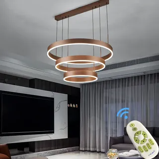 LED Pendelleuchte Hängelampe 6053FX-BS Rechteck weiß mit Fernbedienung Lichtfarbe/Helligkeit einstellbar dimmbar LED Wohnzimmerleuchte Kronleuchte Pendelleuchte - Weiß