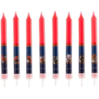 Dekora Set von 3D Geburtstagskerzen Spiderman 8 St. blau, rot