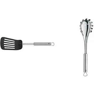 WMF Profi Plus Pfannenwender Kunststoff 32,2 cm, Cromargan Edelstahl teilmattiert, Kunststoffvorderteil & Profi Plus Spaghettilöffel 32 cm, Cromargan Edelstahl teilmattiert