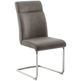 Novel Schwingstuhl , Edelstahlfarben, Cappuccino , Metall, Textil , Rundrohr, C-Form , 49x99x63 cm , Stoffauswahl, mit Griff , Esszimmer, Stühle, Schwingstühle