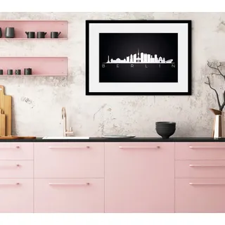 Queence »Berlin Sehenswürdigkeiten« Berlin Deutschland Gebäude Stadt Städte 1 Stk. tlg. HD Premium Poster-Druck inkl. Holzrahmen,